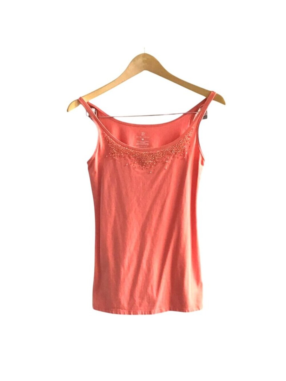 NEW YORK & CO.-WOMEN'S CORAL EMBELLISHED RHINESTONES BIB TANK TOP SIZE SMALL